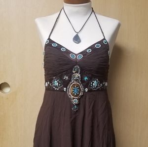 Sue Wong Turquoise Beaded Dress